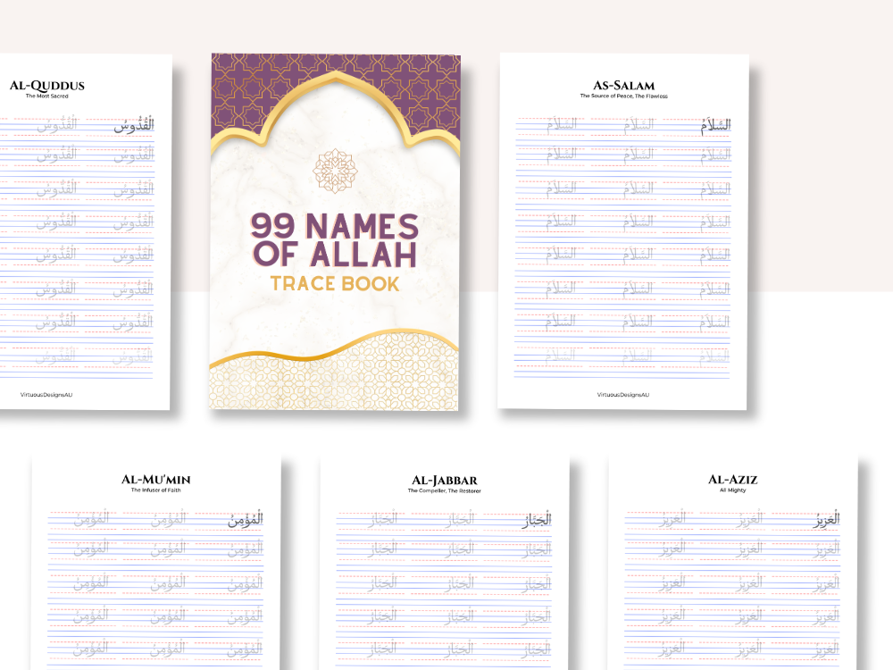 99 Names of Allah Tracing Book